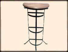 Iron Telephone Stand with Wooden Top